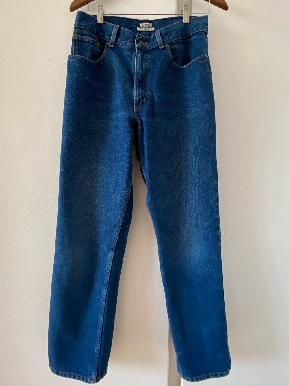 Vintage 90s 100% Cotton L.L. Bean Straight Jeans in Deep Blue